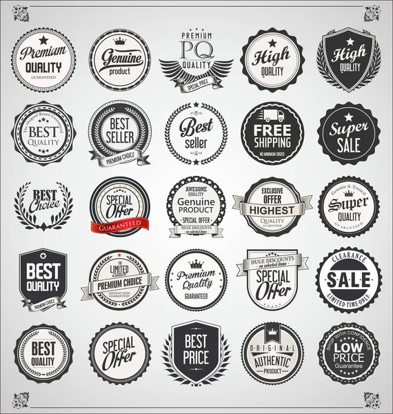 Retro Vintage Badges Etiketten — Stockvector