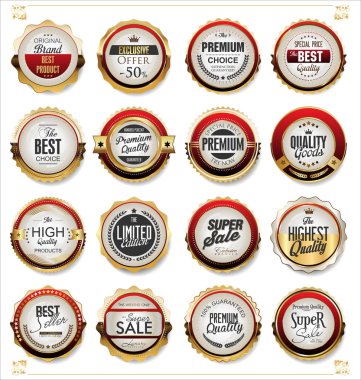 Antika altın rozetler ve etiketler koleksiyonu 