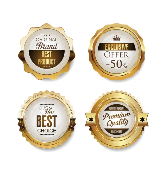 White Gold Badges Luxury Vector Collection — Stock Vector