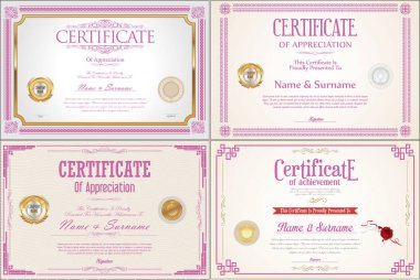 Mühürlü Başarı sertifikası tasarımı seti