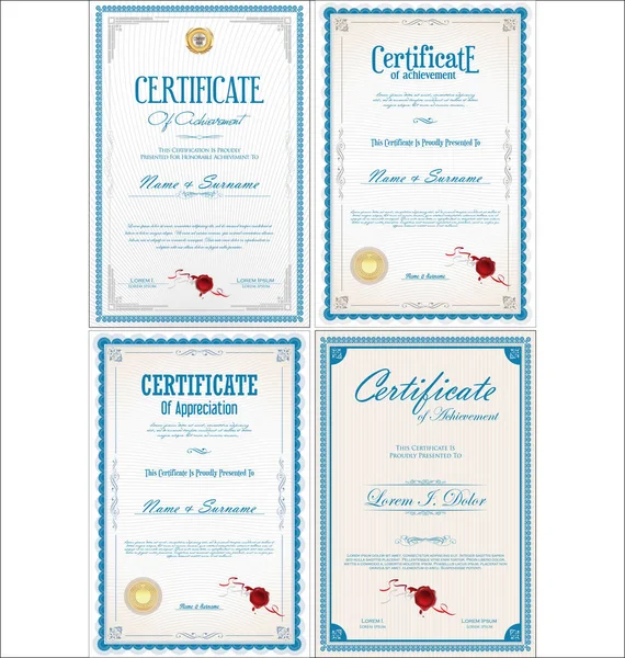 Set Achievement Certificate Design Seals — Stock Vector