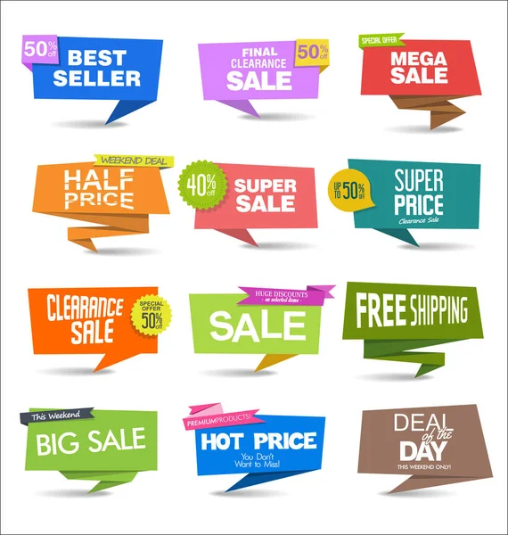 Collection Colorful Sale Stickers Tags — Stock Vector