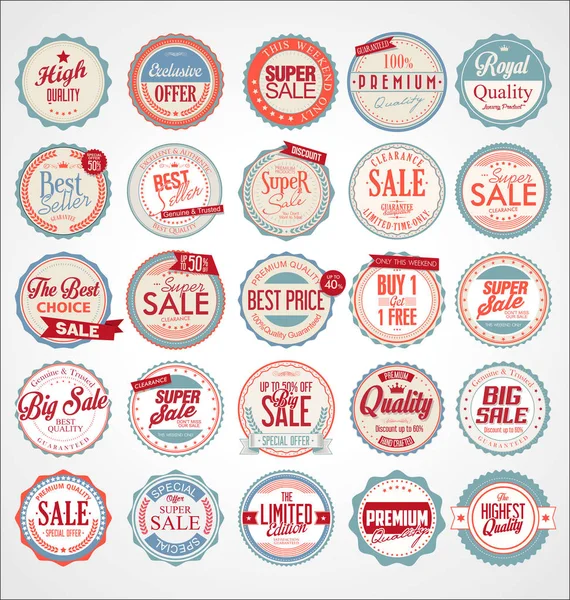 Set Etiquetas Insignias Colores Vintage Retro — Vector de stock