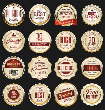 Lüks altın tasarım elemanları rozetleri etiketleri ve defne koleksiyonu 