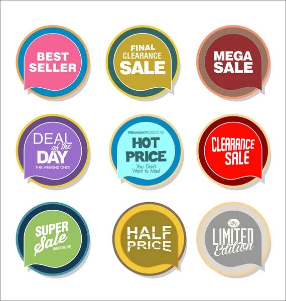 Collectie Van Kleurrijke Verkoop Stickers Tags — Stockvector