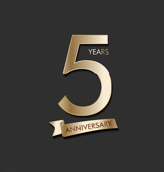 Anniversary Celebration Design Gold Number Black Background — Stock Vector