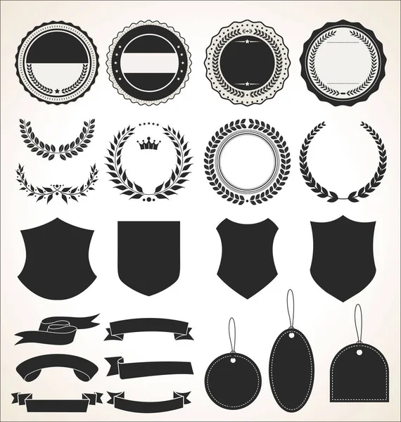 Une Collection Étiquettes Badge Rubans — Image vectorielle