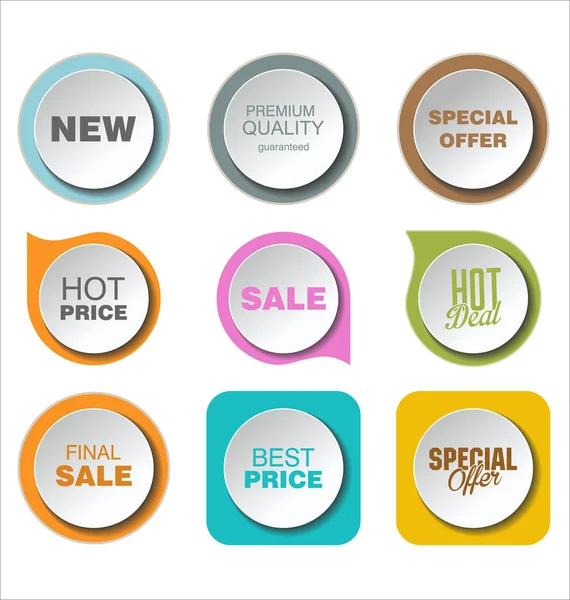 Modern Colorful Sale Stickers Collection — Stock Vector