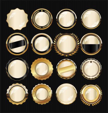 Lüks altın tasarım elemanları rozetleri etiketleri ve defne koleksiyonu