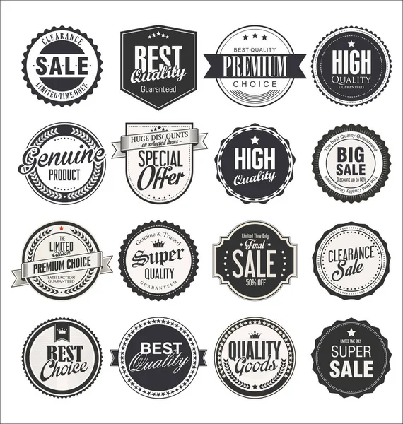 Collection Retro Vintage Badges Labels — Stock Vector