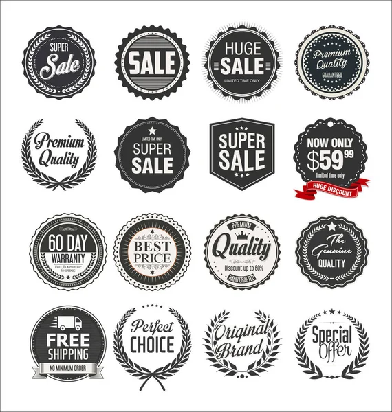 Colección Insignias Etiquetas Retro Vintage — Vector de stock