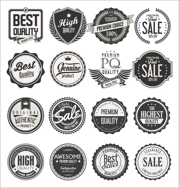 Collection Badges Étiquettes Vintage Rétro — Image vectorielle