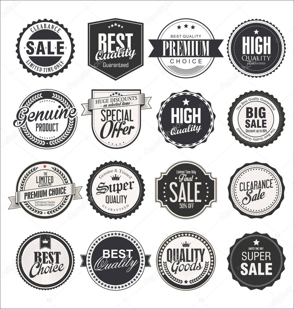 Collection of retro vintage badges and labels 