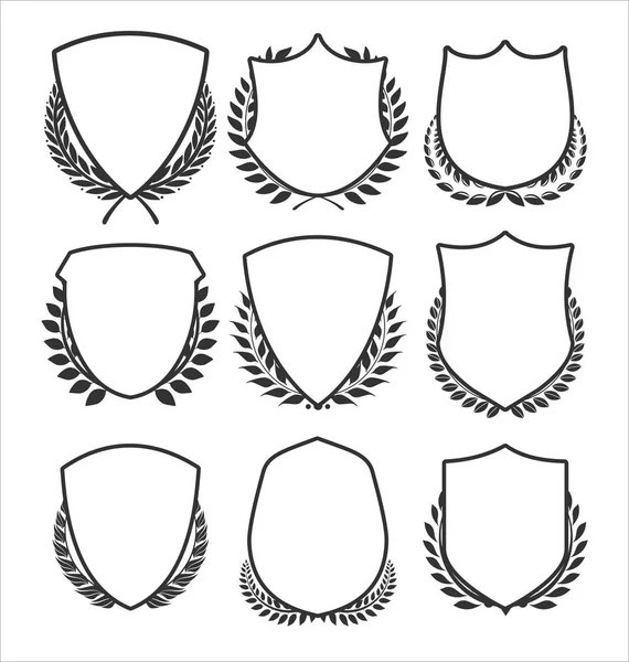 Medieval Shields Laurel Wreaths Collection — Stock Vector