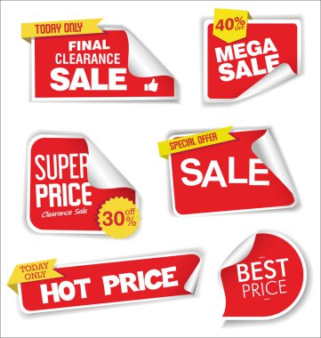 Satış renkli rozetleri tasarım illüstrasyon