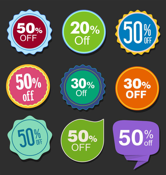 modern colorful sale stickers collection