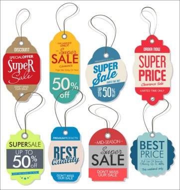 Modern satış etiketleri ve etiketleri koleksiyonu