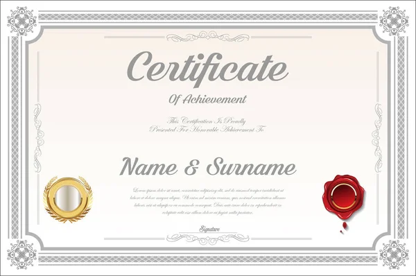 Plantilla Diseño Retro Certificado Diploma — Archivo Imágenes Vectoriales