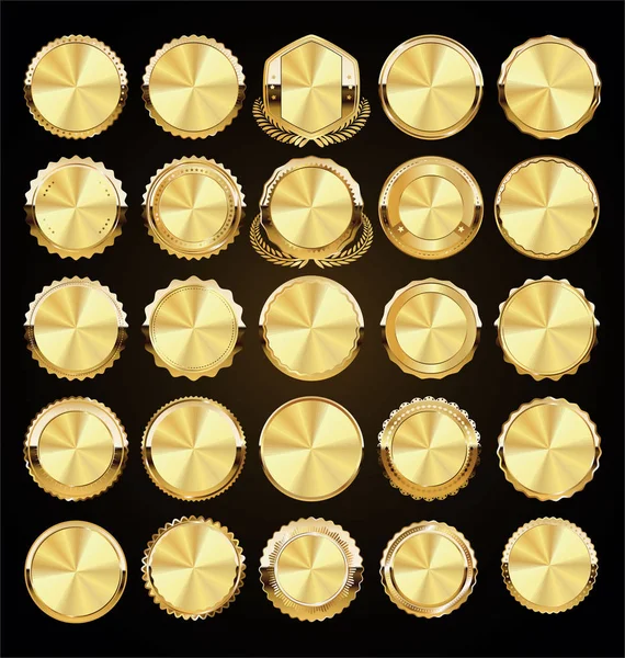Une Collection Dorée Différents Badges Étiquettes — Image vectorielle