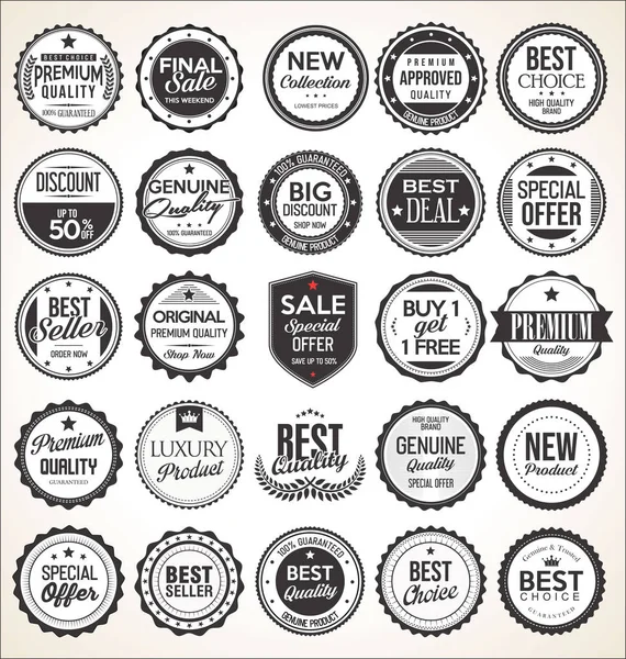 Retro Vintage Badges Etiketten — Stockvector