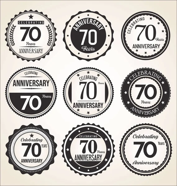 Anniversary Retro Vintage Black Badges — Stock Vector