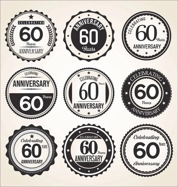 Anniversary Retro Vintage Black Badges Royalty Free Stock Illustrations