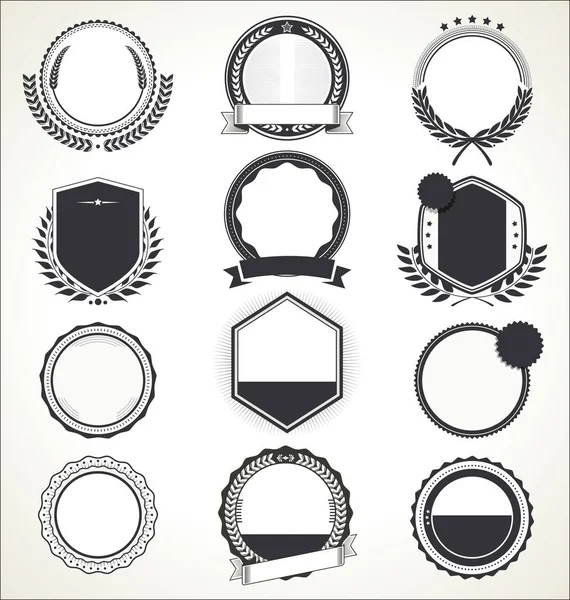 Set Insignias Retro Vintage Blanco — Vector de stock