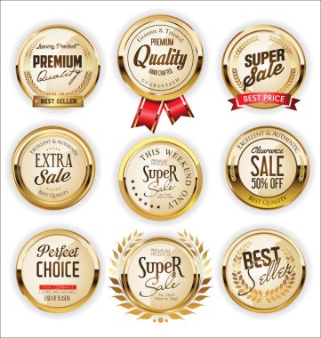 Altın Satış etiketleri retro vintage tasarım koleksiyonu