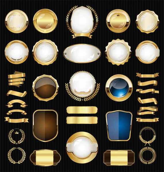 Golden Retro Venda Emblemas Etiquetas Coleção — Vetor de Stock