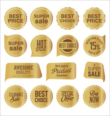 Satış etiketleri ve etiketleri altın koleksiyonu