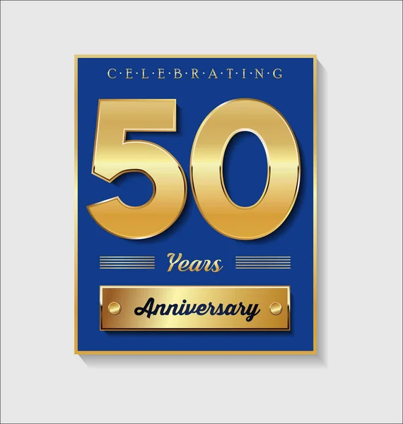 Gold Blue Anniversary Banner Illustration Collection — Stock Vector