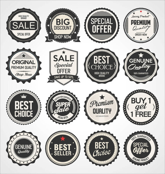 Retro vintage badges and labels black collection 