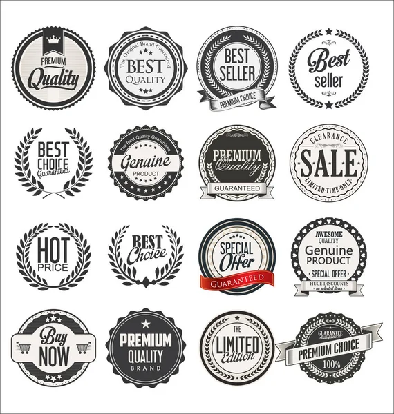 Retro Vintage Odznaki Sprzedaży Kolekcja Etykiet — Wektor stockowy