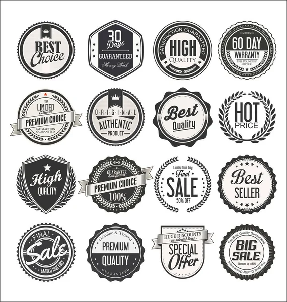 Retro Vintage Vente Badges Étiquettes Collection — Image vectorielle