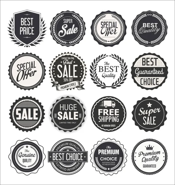 Retro Vintage Vente Badges Étiquettes Collection — Image vectorielle