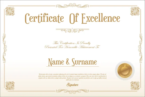 Сертификат Диплом Ретро Винтажный Дизайн — стоковый вектор