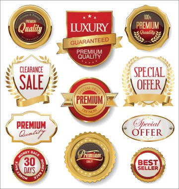 Antika altın rozetler ve etiketler koleksiyonu