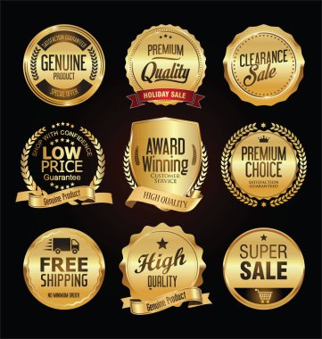 Antika altın rozetler etiketler ve kalkanlar 