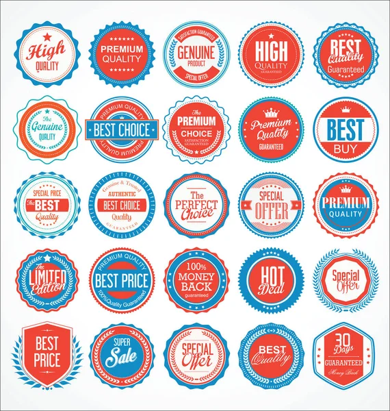 Retro Vintage Badges Etiketten — Stockvector