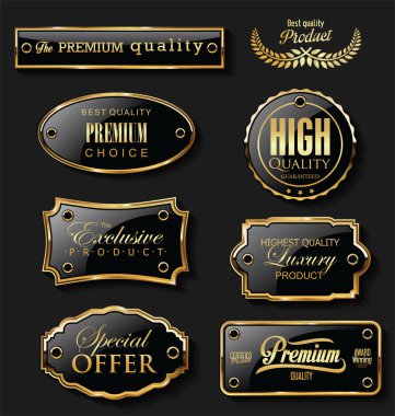 Altın ve kara satış etiketleri antika tasarım koleksiyonu