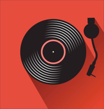 Eski siyah vinil plak ve turntable arkaplanı