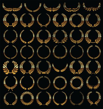 Altın defne çelengi siyah arkaplanda izole edildi