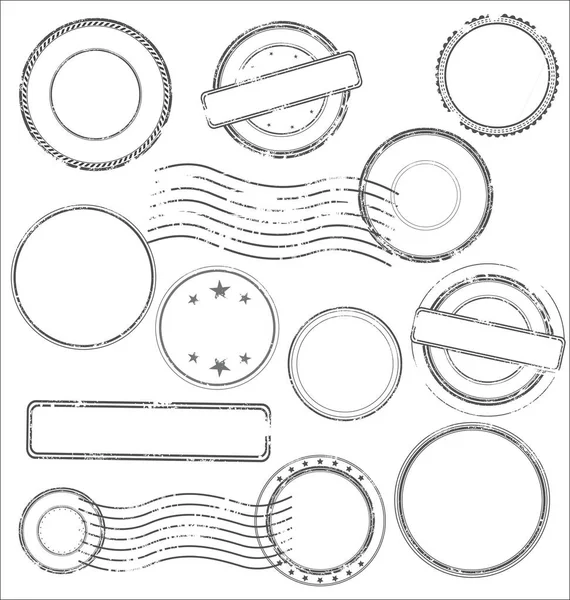 Gyűjteménye Postai Bélyegek Bélyegzők Fekete Színű Elszigetelt Fehér Alapon — Stock Vector