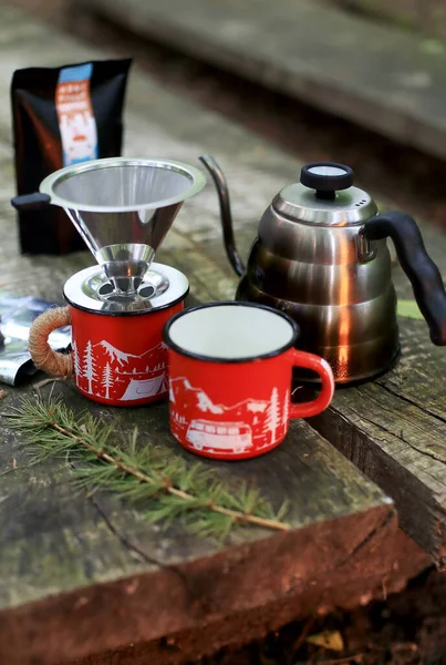 Coffee pour-over in a mug