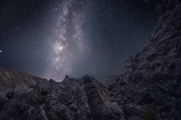 Milky way behind the mountains of the desert of Tabernas in Almeria (Spain)
