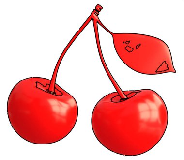 Beyaz arka plan üzerinde izole bir yaprak iki kiraz