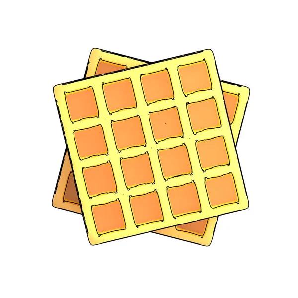 Belçika waffle beyaz zemin üzerinde. Above.3d işleme gelen waffle görünümünü
