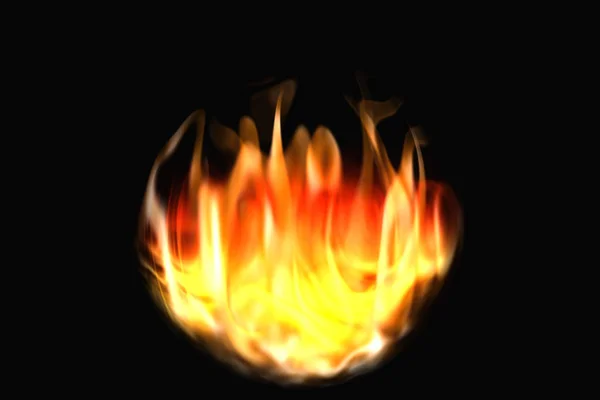 火と火黒の背景に分離された自然の中の炎 レンダリング — ストック写真