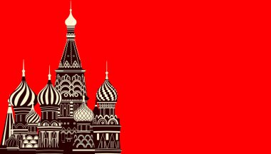 St.Basil'ın Moskova katedralde. Kırmızı background.3d işleme