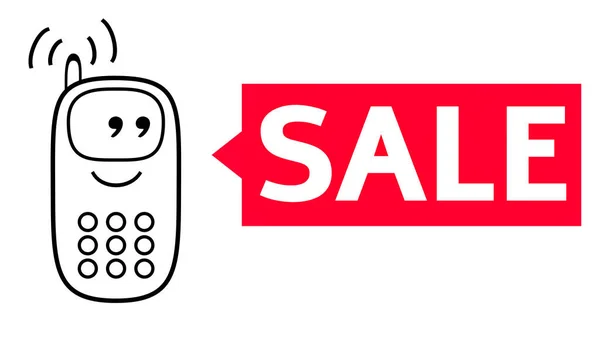 Handy Und Verkauf Auf Weißem Hintergrund Cartoon Stil Darstellung — Stockfoto